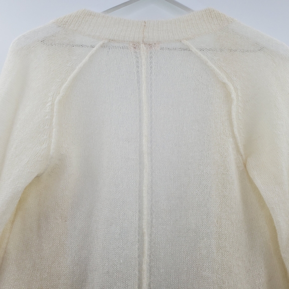 Rebecca Taylor Fuzzy Sheer Open Draped Cardigan Mohair Alpaca Cream Cozy - Picture 6 of 8